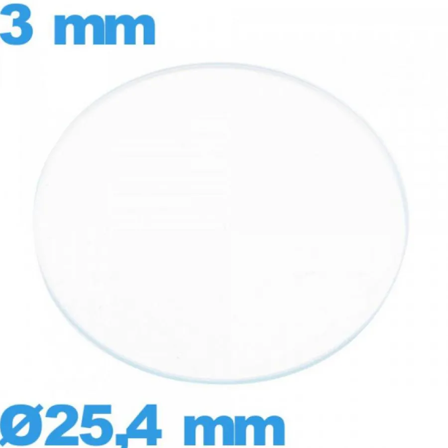 Verre plat verre minéral pour montre circulaire 25,4 mm