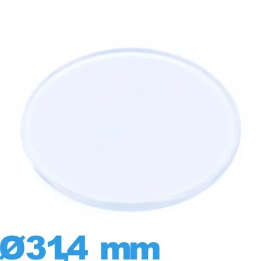 Verre plexiglas plat et fin montre Circulaire 31,4 mm