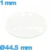 Verre pour montre 44,5 mm en verre minéral circulaire bombé