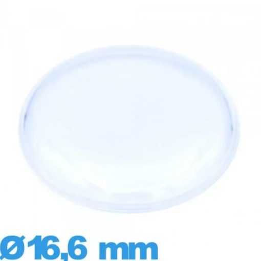 Verre pour montre 16,6 mm en plexiglas Circulaire haut bombé avec pas