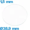 Verre pour montre 38,9 mm plat verre minéral circulaire