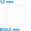 Verre pour montre 32,2 mm plat verre minéral circulaire