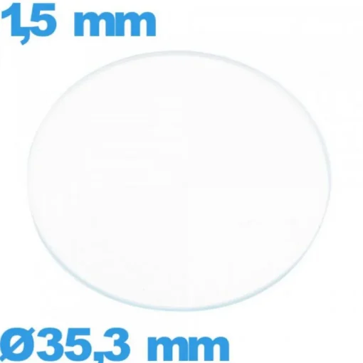Verre pour montre 35,3 mm plat verre minéral circulaire