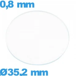 Verre pour montre 35,2 mm plat en verre minéral circulaire