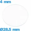 Verre pour montre 28,5 mm plat en verre minéral circulaire