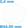 Verre pour montre 44,5 mm Saphir Plat Rond épaisseur 2,4 mm inrayable