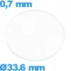 Verre pour montre 33,6 mm verre minéral circulaire