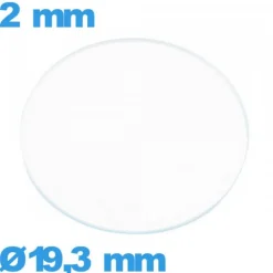 Verre pour Montre Circulaire Plat Minéral 19,3 mm