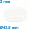 Verre pour Montre Circulaire Minéral Bombé 43,5 mm
