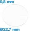 Verre pour montre en verre minéral circulaire 22,7 mm plat