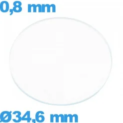 Verre pour montre en verre minéral circulaire 34,6 mm plat