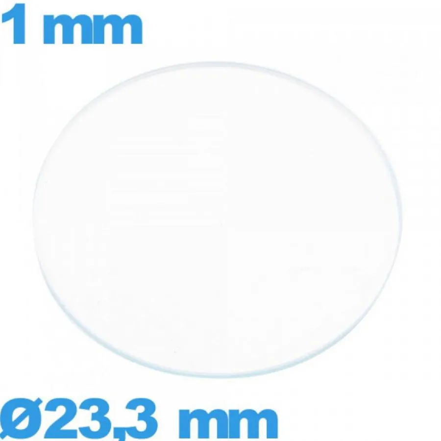 Verre pour montre en verre minéral 23,3 mm circulaire