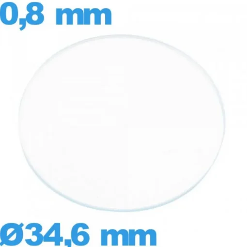 Verre pour montre en verre minéral circulaire 34,6 mm plat