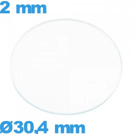 Verre pour montre en verre minéral circulaire 30,4 mm