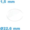 Verre pour Montre Minéral 22,6*1,5 mm Biseauté