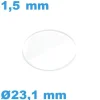 Verre pour Montre Minéral 23,1*1,5 mm Biseauté