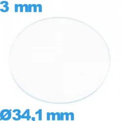 Verre pour Montre Minéral Circulaire 34,1 mm Plat