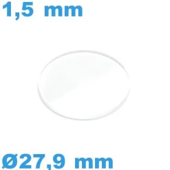 Verre pour montre minéral biseauté plat 27,9*1,5 mm