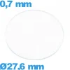 Verre pour Montre Plat Minéral Circulaire 27,6 mm