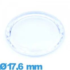 Verre pour montre plexiglas 17,6 mm à facettes saphir Circulaire