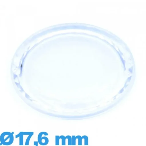 Verre pour montre plexiglas 17,6 mm à facettes saphir Circulaire
