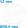 Verre pour montre verre minéral circulaire 25,4 mm plat