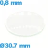 Verre pour montre verre minéral 30,7 mm bombé circulaire