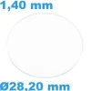 Verre Saphir 28,20 mm Sternkreuz pour montre Rond Plat épaisseur 1,40 mm inrayable