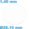 Verre Sternkreuz Plat Circulaire Saphir pour montre 28,10 mm épaisseur 1,40 mm inrayable