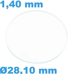 Verre Sternkreuz Plat Circulaire Saphir pour montre 28,10 mm épaisseur 1,40 mm inrayable