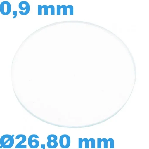 Verre Sternkreuz Plat Rond Saphir de montre 26,80 mm épaisseur 0,9 mm résistant aux rayures