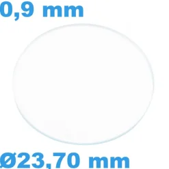 Verre Sternkreuz Plat Rond Saphir pour montre 23,70 mm épaisseur 0,9 mm résistant aux rayures