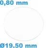 Verre Sternkreuz pour montre 19,5 mm Saphir Plat Circulaire épaisseur 0,80 mm inrayable