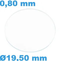 Verre Sternkreuz pour montre 19,5 mm Saphir Plat Circulaire épaisseur 0,80 mm inrayable