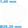 Verre Sternkreuz Rond Saphir 29,30 mm de montre Plat épaisseur 1,40 mm inrayable