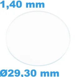 Verre Sternkreuz Rond Saphir 29,30 mm de montre Plat épaisseur 1,40 mm inrayable