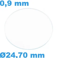 Verre Sternkreuz Rond Saphir 24,70 mm de montre Plat épaisseur 0,9 mm inrayable