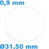 Verre Sternkreuz Saphir de montre Plat Circulaire 31,50 mm épaisseur 0,9 mm inrayable