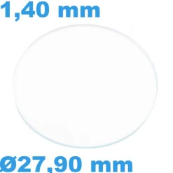 Verre Sternkreuz Saphir de montre Plat Circulaire 27,90 mm épaisseur 1,40 mm résistant aux rayures