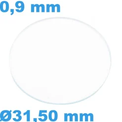 Verre Sternkreuz Saphir de montre Plat Circulaire 31,50 mm épaisseur 0,9 mm inrayable