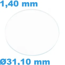 Verre Sternkreuz Saphir Plat pour montre Rond 31,10 mm épaisseur 1,40 mm résistant aux rayures