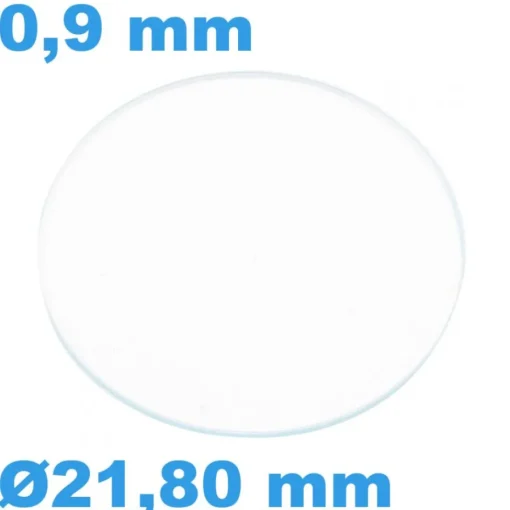 Verre Sternkreuz Saphir pour montre Plat Circulaire 21,8 mm épaisseur 0,9 mm résistant aux rayures