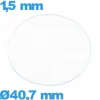 Verre verre minéral circulaire de montre 40,7 mm