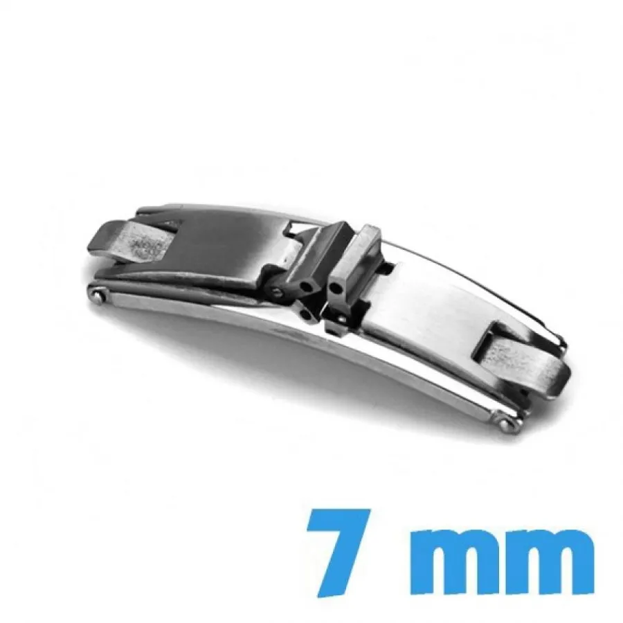 Pour Bracelet Métal|Déployante Double-7 mm argent Fermoir double déployante acier