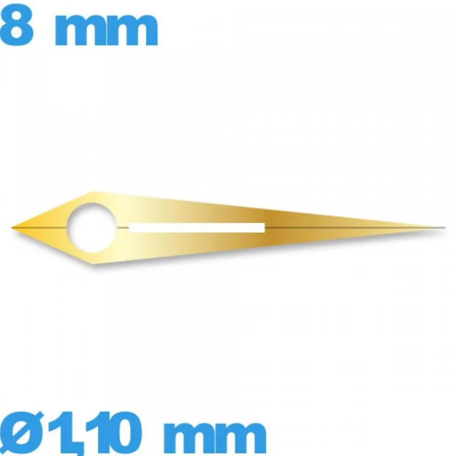 Aiguille Visible La Nuit|Aiguille Des Heures-Aiguille à l'unité mouvement de montre phosphorescente doré diam : 1,10 mm  long : 8 mm  cadran principal des heures