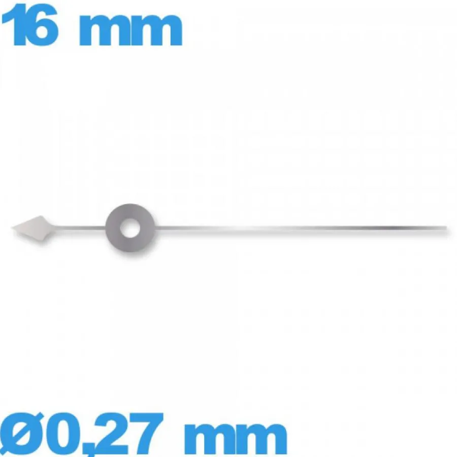 Aiguille Des Secondes-Aiguille à l'unité pour mouvement montre argenté diamètre : 0,27 mm  taille : 16 mm cadran central des secondes