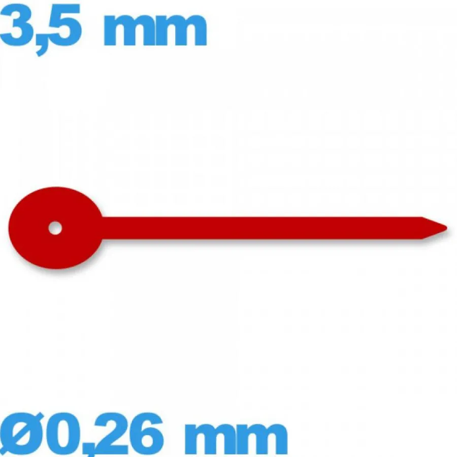 Aiguille De Sous-cadran-Aiguille de sous-cadran rouge mouvement montre seule  diam : 0,26mm  long : 3,5 mm