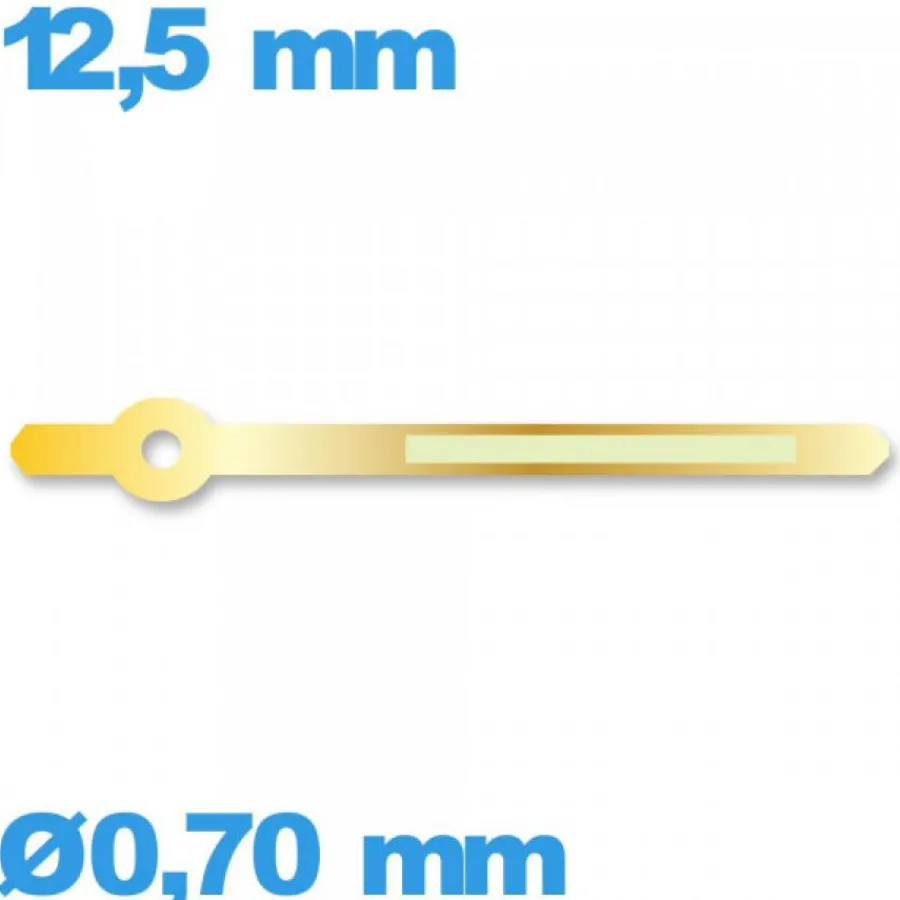 Aiguille Visible La Nuit|Aiguille Des Minutes-Aiguille Horotec doré seule  Ø0,70 mm  taille : 12.5mm des minutes pour mouvement  lumineuse