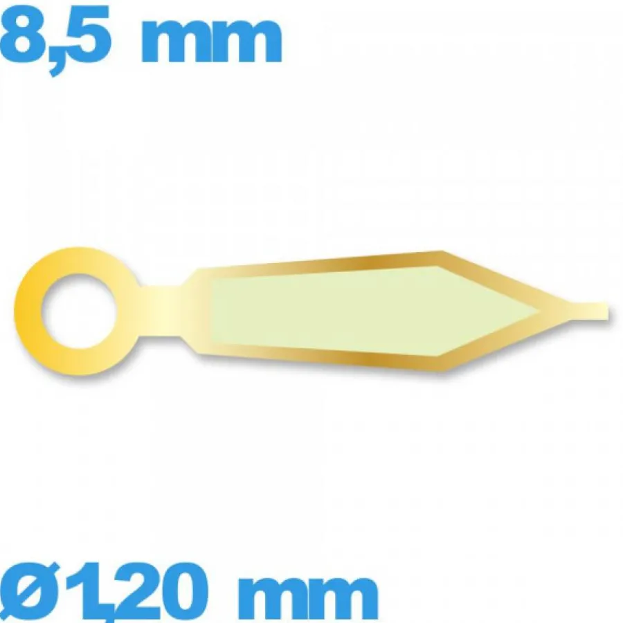 Aiguille Visible La Nuit|Aiguille Des Heures-Aiguille luminescente (heure) cadran central doré pour mouvement  seule Suisse  longueur : 8,5 mm