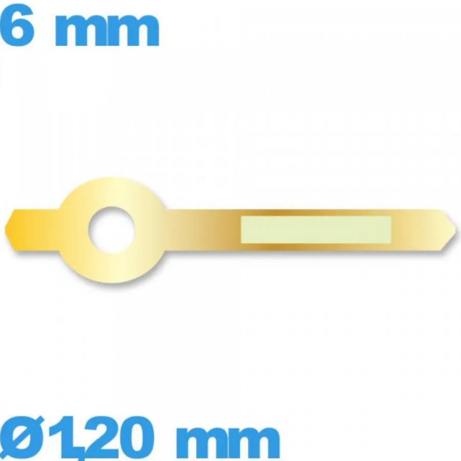 Aiguille Visible La Nuit|Aiguille Des Heures-Aiguille marque Horotec doré à l'unité  Ø1,20 mm  taille : 6 mm des heures pour mouvement montre phosphorescente